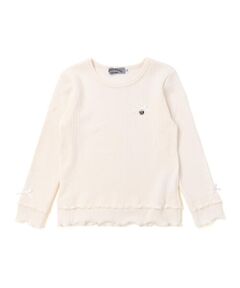 BeBe Petits Pois Vert / ベベ プチ ポワ ヴェール Tシャツ | 【店舗限定】2段フリルリブトップス(95~160cm)