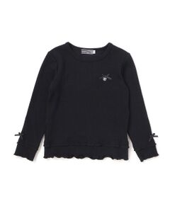 BeBe Petits Pois Vert / ベベ プチ ポワ ヴェール Tシャツ | 【店舗限定】2段フリルリブトップス(95~160cm)