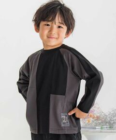 BeBe Petits Pois Vert / ベベ プチ ポワ ヴェール Tシャツ | 【店舗限定】配色切り替えラグランロングTシャツ(95~150cm)