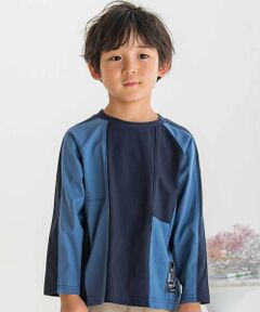 BeBe Petits Pois Vert / ベベ プチ ポワ ヴェール Tシャツ | 【店舗限定】配色切り替えラグランロングTシャツ(95~150cm)