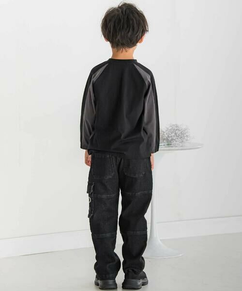 BeBe Petits Pois Vert / ベベ プチ ポワ ヴェール Tシャツ | 【店舗限定】配色切り替えラグランロングTシャツ(95~150cm) | 詳細2