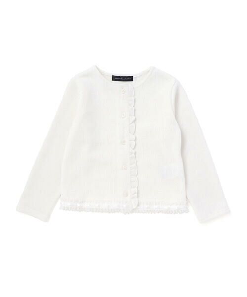 BeBe Petits Pois Vert / ベベ プチ ポワ ヴェール カーディガン・ボレロ | 花レースフリルカーディガン(95~160cm) | 詳細4
