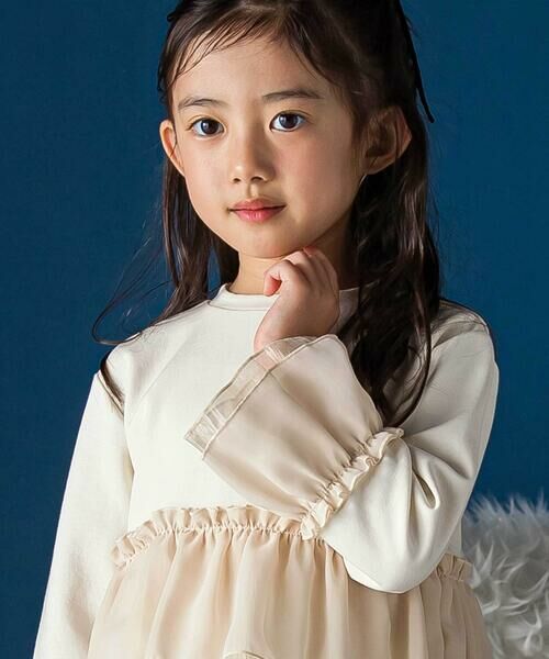 BeBe Petits Pois Vert / ベベ プチ ポワ ヴェール スウェット | シフォンオーガンジーフリルポンチトップス | 詳細2