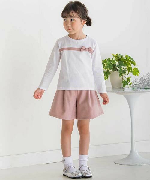 BeBe Petits Pois Vert / ベベ プチ ポワ ヴェール その他トップス | 【店舗限定】リボン長袖Tシャツ+キュロットセットアップ(95~150cm) | 詳細2