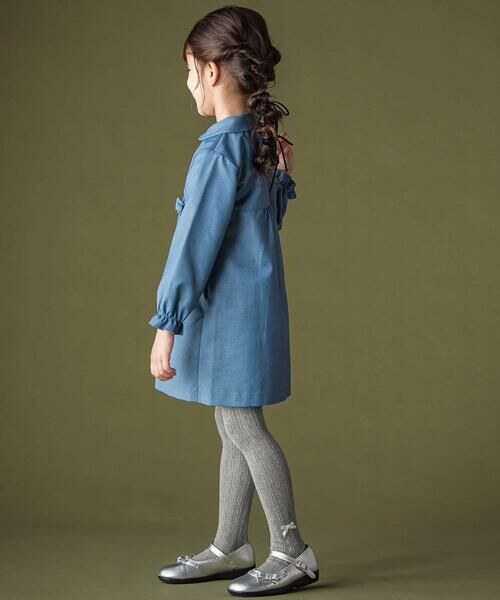 BeBe Petits Pois Vert / ベベ プチ ポワ ヴェール ミニ丈・ひざ丈ワンピース | タックデザインリボンワンピース | 詳細2