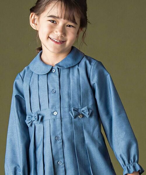 BeBe Petits Pois Vert / ベベ プチ ポワ ヴェール ミニ丈・ひざ丈ワンピース | タックデザインリボンワンピース | 詳細3