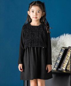 BeBe Petits Pois Vert / ベベ プチ ポワ ヴェール ミニ丈・ひざ丈ワンピース | ファードッキングジャンパースカート(95~150cm)