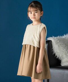 BeBe Petits Pois Vert / ベベ プチ ポワ ヴェール ミニ丈・ひざ丈ワンピース | ファードッキングジャンパースカート(95~150cm)