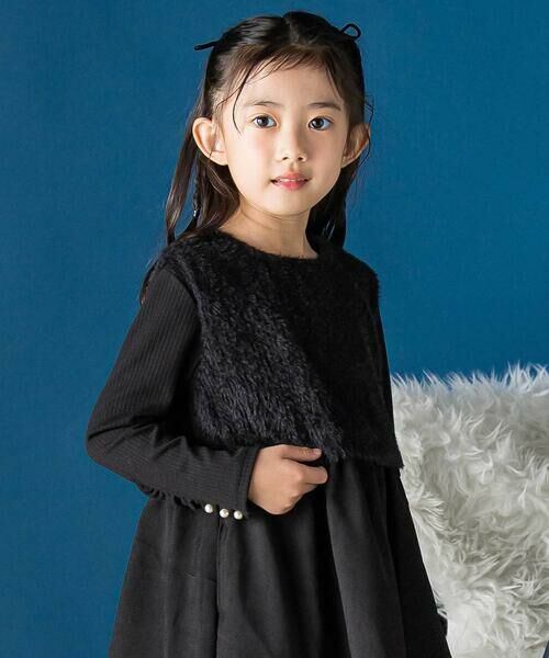 BeBe Petits Pois Vert / ベベ プチ ポワ ヴェール ミニ丈・ひざ丈ワンピース | ファードッキングジャンパースカート(95~150cm) | 詳細2