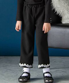 BeBe Petits Pois Vert / ベベ プチ ポワ ヴェール その他パンツ | 裾レースジャガードロングパンツ(95~160cm)