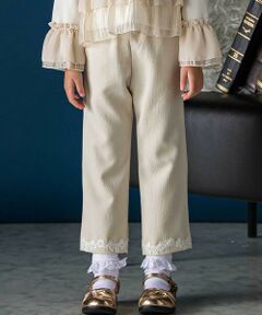 BeBe Petits Pois Vert / ベベ プチ ポワ ヴェール その他パンツ | 裾レースジャガードロングパンツ(95~160cm)