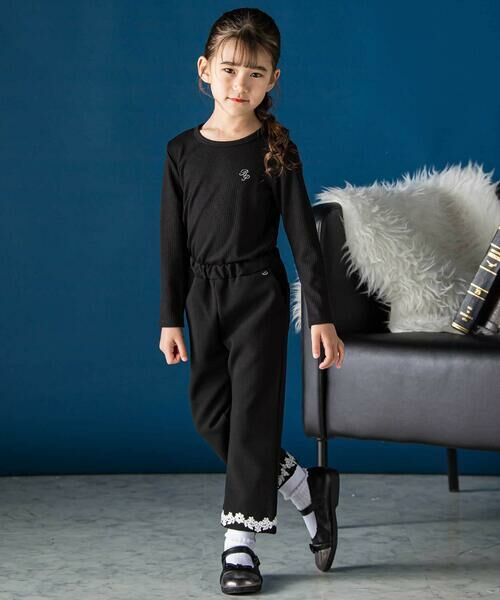 BeBe Petits Pois Vert / ベベ プチ ポワ ヴェール その他パンツ | 裾レースジャガードロングパンツ(95~160cm) | 詳細4