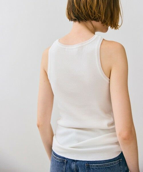 BEIGE, / ベイジ, カットソー | 【BEIGE、ecru/WEB限定・洗える】RIB TOPS /  コットンシルクアメリカンスリーブトップス | 詳細1