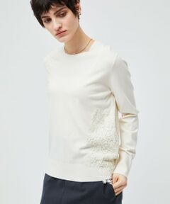 【洗える】WILLOW / アシンメトリーレースクルーネックニット