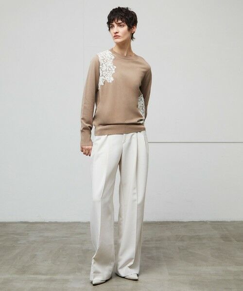 BEIGE, / ベイジ, ニット・セーター | 【ご好評により新色追加!洗える】WILLOW / アシンメトリーレースクルーネックニット | 詳細2
