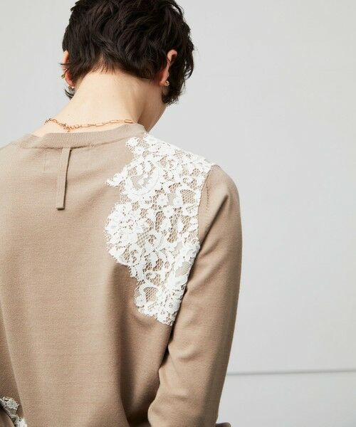 BEIGE, / ベイジ, ニット・セーター | 【ご好評により新色追加!洗える】WILLOW / アシンメトリーレースクルーネックニット | 詳細3