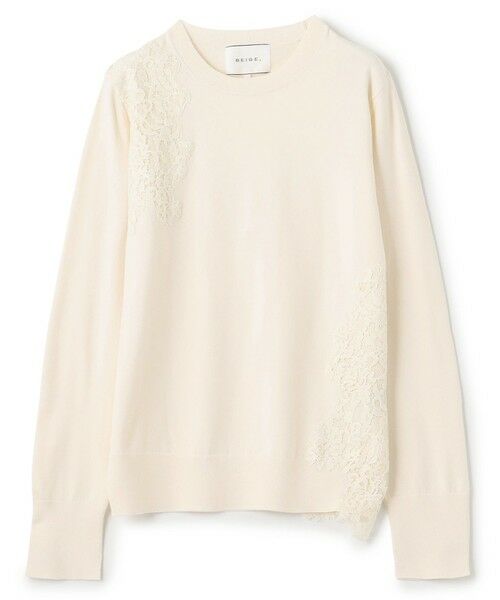 BEIGE, / ベイジ, ニット・セーター | 【ご好評により新色追加!洗える】WILLOW / アシンメトリーレースクルーネックニット | 詳細16