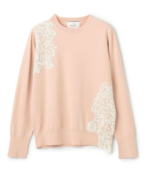 BEIGE, / ベイジ, ニット・セーター | 【ご好評により新色追加!洗える】WILLOW / アシンメトリーレースクルーネックニット | 詳細18