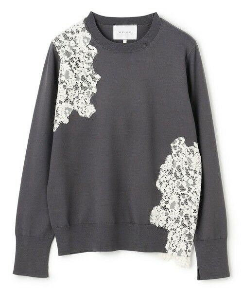 BEIGE, / ベイジ, ニット・セーター | 【ご好評により新色追加!洗える】WILLOW / アシンメトリーレースクルーネックニット | 詳細23
