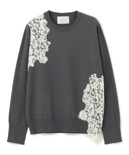 BEIGE, / ベイジ, ニット・セーター | 【ご好評により新色追加!洗える】WILLOW / アシンメトリーレースクルーネックニット | 詳細24