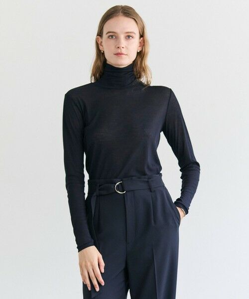 BEIGE, / ベイジ, カットソー | SORE / コットンシアーハイネックカットソー(Navy)