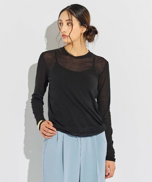 BEIGE, / ベイジ, カットソー | 【洗える】SORE / コットンシアークルーネックカットソー(Black)