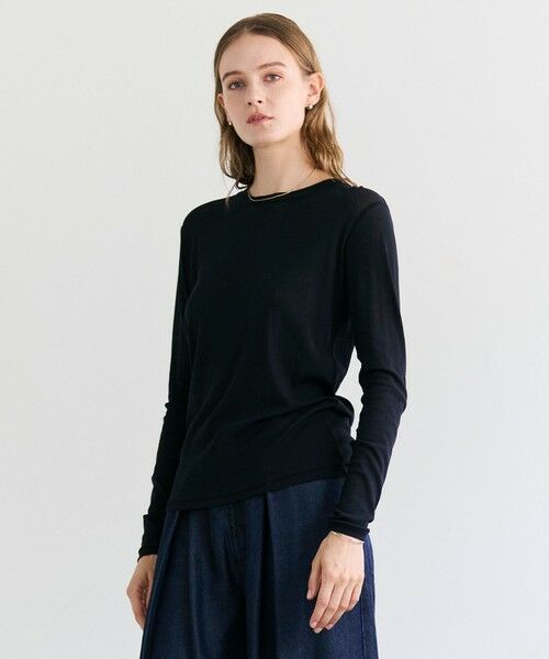 BEIGE, / ベイジ, カットソー | 【洗える】SORE / コットンシアークルーネックカットソー(Navy)