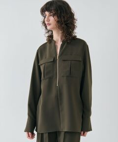 BEIGE, / ベイジ, シャツ・ブラウス | 【洗える】JASMINE / スタンドカラージップブラウス