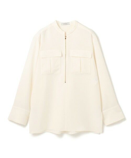 BEIGE, ベイジ 36【洗える】JASMINE スタンドカラージップブラウス
