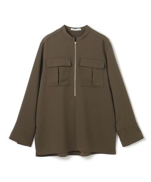 BEIGE, ベイジ 36【洗える】JASMINE スタンドカラージップブラウス セール】 【洗える】JASMINE / スタンドカラージップブラウス