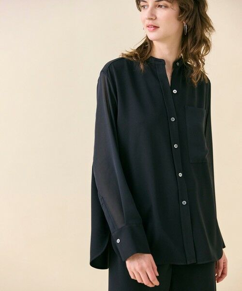 BEIGE, / ベイジ, シャツ・ブラウス | 【WEB限定・洗える】CELOSIA / シアースリーブスタンドカラーブラウス | 詳細5