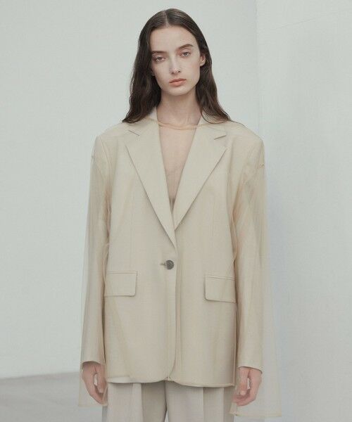 BEIGE,/ベイジ, 【洗える・Oggi 4月号掲載】SILENE / オーバーサイズチュールブラウス Beige 4 BEIGE,/ベイジ, 【洗える・Oggi 4月号掲載】SILENE / オーバーサイズチュールブラウス Beige 4