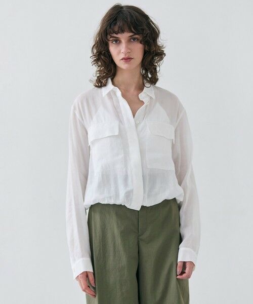 BEIGE,/ベイジ, 【洗える】PAULINE / ビックポケットドロストリネンブラウス White 4 BEIGE,/ベイジ, 【洗える】PAULINE / ビックポケットドロストリネンブラウス White 4