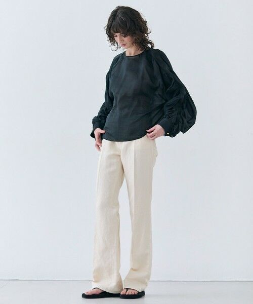 BEIGE, / ベイジ, シャツ・ブラウス | 【洗える】PAULINE / タックギャザーリネンボリュームブラウス | 詳細1