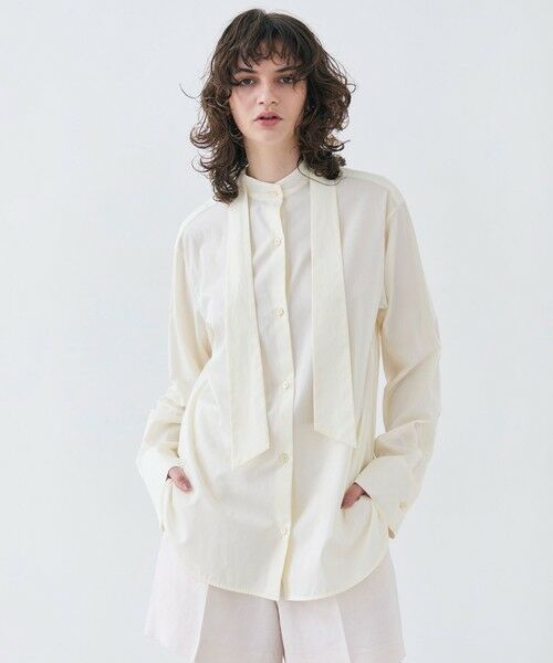 BEIGE,/ベイジ, 【洗える】CLOVER / コットンバックボウタイブラウス Meringue 4 BEIGE,/ベイジ, 【洗える】CLOVER / コットンバックボウタイブラウス Meringue 4
