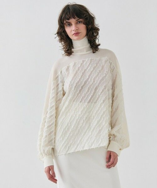 BEIGE, / ベイジ, シャツ・ブラウス | 【洗える】BANKSIA / ニットコンビカットジャカードブラウス | 詳細6