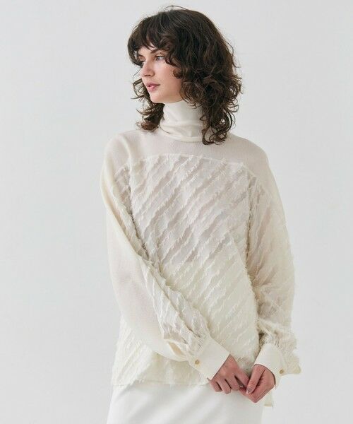 BEIGE,/ベイジ, 【洗える】BANKSIA / ニットコンビカットジャカードブラウス Meringue 32 BEIGE,/ベイジ, 【洗える】BANKSIA / ニットコンビカットジャカードブラウス Meringue 32