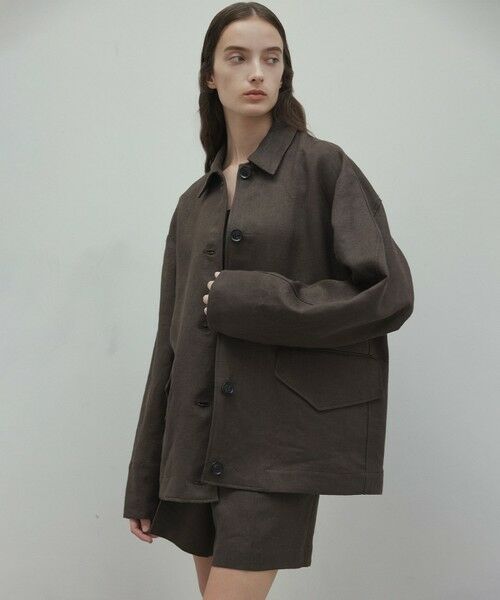 BEIGE,/ベイジ, 【Oggi 5月号掲載】CRINUM / オーバーサイズリネンジャケット Dark Brown 4 BEIGE,/ベイジ, 【Oggi 5月号掲載】CRINUM / オーバーサイズリネンジャケット Dark Brown 4