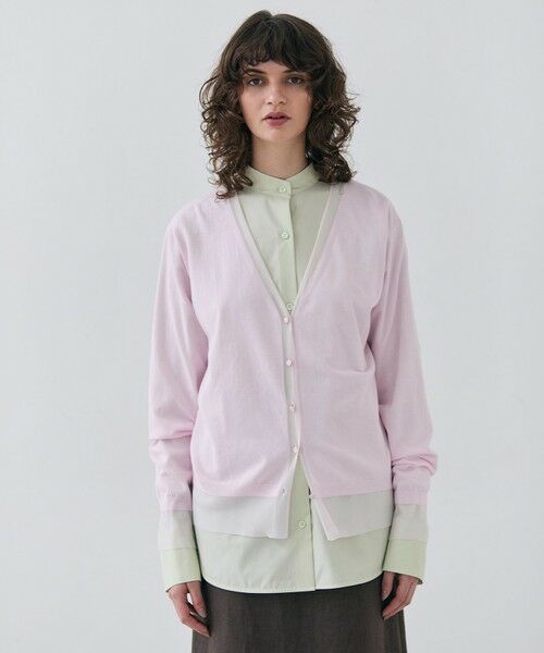 BEIGE,/ベイジ, 【洗える】JULIE / シルク混シアーVネックカーディガン Pink 4 BEIGE,/ベイジ, 【洗える】JULIE / シルク混シアーVネックカーディガン Pink 4