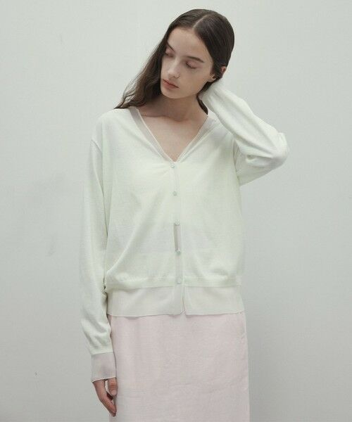 BEIGE, / ベイジ, カーディガン・ボレロ | 【洗える】JULIE / シルク混シアーVネックカーディガン | 詳細15