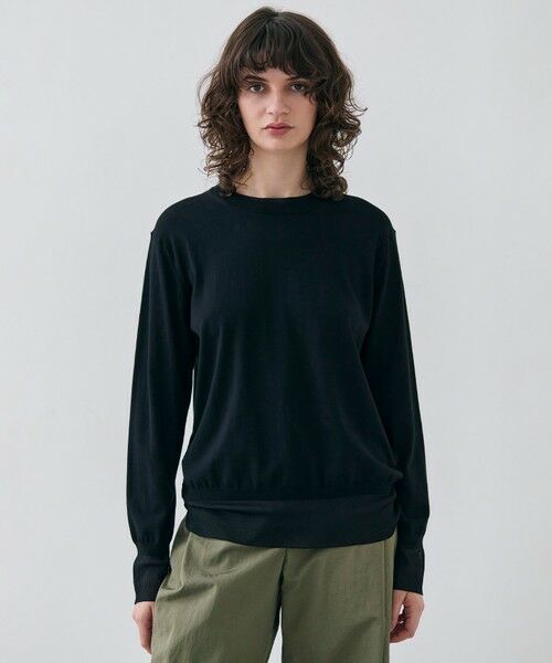 BEIGE,/ベイジ, 【洗える】JULIE / シルク混クルーネックシアートップス Black 4 BEIGE,/ベイジ, 【洗える】JULIE / シルク混クルーネックシアートップス Black 4