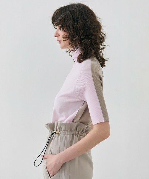 BEIGE,/ベイジ, 【洗える】JULIE / シルク混カラーブロックタートルニット Pink×Taupe 4 BEIGE,/ベイジ, 【洗える】JULIE / シルク混カラーブロックタートルニット Pink×Taupe 4