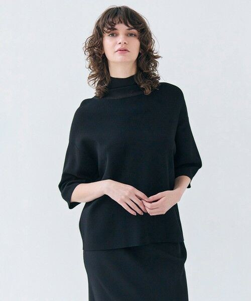 BEIGE,/ベイジ, 【洗える】LAURA / 半袖タートルニットトップス Black 4 BEIGE,/ベイジ, 【洗える】LAURA / 半袖タートルニットトップス Black 4