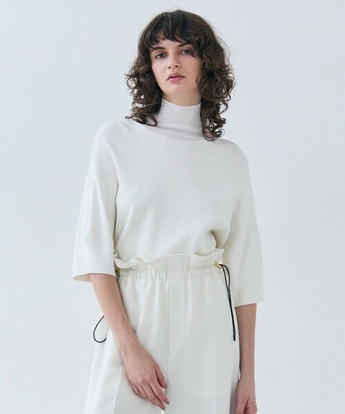 BEIGE,/ベイジ, 【洗える】LAURA / 半袖タートルニットトップス Ecru 4 BEIGE,/ベイジ, 【洗える】LAURA / 半袖タートルニットトップス Ecru 4