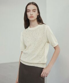 BEIGE, / ベイジ, ニット・セーター | 【洗える】FENNEL / コットンスパンコール半袖ニット