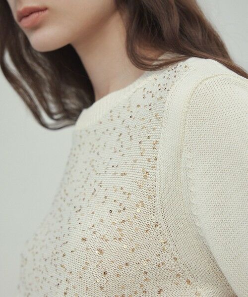 BEIGE, / ベイジ, ニット・セーター | 【洗える】FENNEL / コットンスパンコール半袖ニット | 詳細1