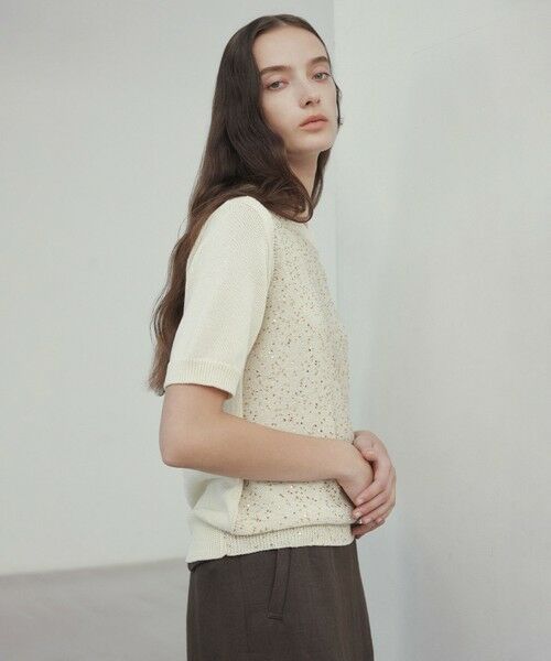 BEIGE, / ベイジ, ニット・セーター | 【洗える】FENNEL / コットンスパンコール半袖ニット | 詳細2