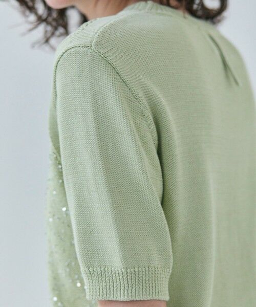 BEIGE, / ベイジ, ニット・セーター | 【洗える】FENNEL / コットンスパンコール半袖ニット | 詳細12