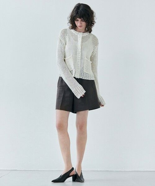 BEIGE, / ベイジ, カーディガン・ボレロ | 【洗える】THYME / クルーネックコットンメッシュカーディガン | 詳細1