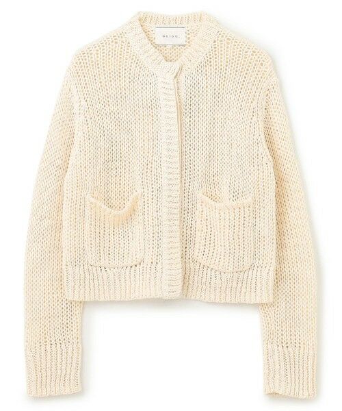 BEIGE, / ベイジ, カーディガン・ボレロ | 【洗える】THYME / クルーネックコットンメッシュカーディガン | 詳細3